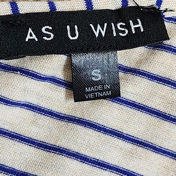 As U Wish Tank Maxi Dress Striped Jersey Knit Heather Cream Blue Small NWT - Picture 6 of 11